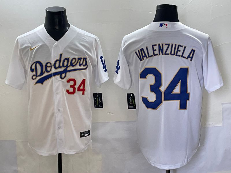 Men 2025 Los Angeles Angels #34 Valenzuela White Gold Game Nike MLB Jersey style 7